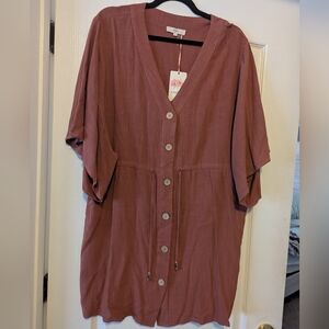 NWT Entro Terracotta Buttoned Dolman Sleeve Dress
